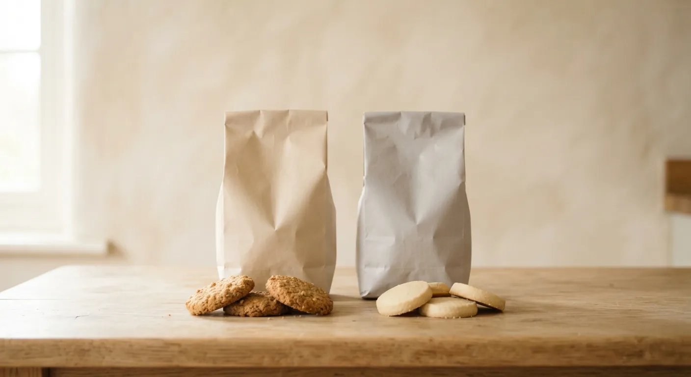 Deux paquets de biscuits posés côte à côte, l'un classique et l'autre sans gluten